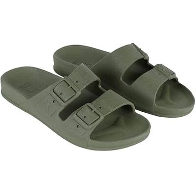 CACATOES Sandales Plates Femme Rio DE Janeiro Claquettes Confortables et antidérapantes Kaki foncé 39 - Publicité CACATOES Sandales Plates Femme Rio DE Janeiro Claquettes Confortables et antidérapantes Kaki foncé 39 - Publicité