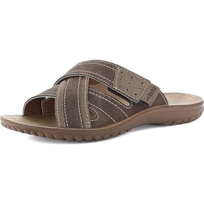 inblu Chaussons pour homme en simili cuir à bandes croisées avec fermeture réglable en Velcro, de 39 à 46, Sandales, tête de Moro, 41 EU, marron foncé, 41W - Publicité inblu Chaussons pour homme en simili cuir à bandes croisées avec fermeture réglable en Velcro, de 39 à 46, Sandales, tête de Moro, 41 EU, marron foncé, 41W - Publicité