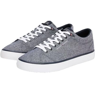 Tommy Hilfiger Baskets Vulcanisées Homme Core Chambray Basses, Bleu (Desert Sky), 42 - Publicité Tommy Hilfiger Baskets Vulcanisées Homme Core Chambray Basses, Bleu (Desert Sky), 42 - Publicité