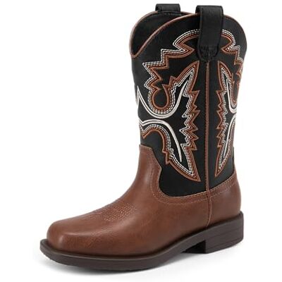 Dream Pairs Bottes de cowboy pour garçon et fille, mi-mollet, bottes western à bout carré pour enfants, noir/marron, 36 EU - Publicité Dream Pairs Bottes de cowboy pour garçon et fille, mi-mollet, bottes western à bout carré pour enfants, noir/marron, 36 EU - Publicité