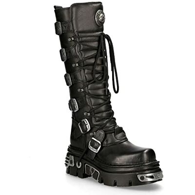 New Rock 272-S1 Bottes Hautes Gothiques Emo en Cuir Noir Métallisé Avec Lacet et Fermeture à Boucle 8 - Publicité New Rock 272-S1 Bottes Hautes Gothiques Emo en Cuir Noir Métallisé Avec Lacet et Fermeture à Boucle 8 - Publicité