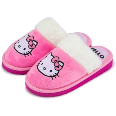 Hello Kitty Pantoufles mules pour filles – Chaussures d'intérieur en fausse fourrure rose avec motif brodé – Semelle antidérapante – Chaussures de chambre confortables et chaudes pour enfants et - Publicité Hello Kitty Pantoufles mules pour filles – Chaussures d'intérieur en fausse fourrure rose avec motif brodé – Semelle antidérapante – Chaussures de chambre confortables et chaudes pour enfants et - Publicité
