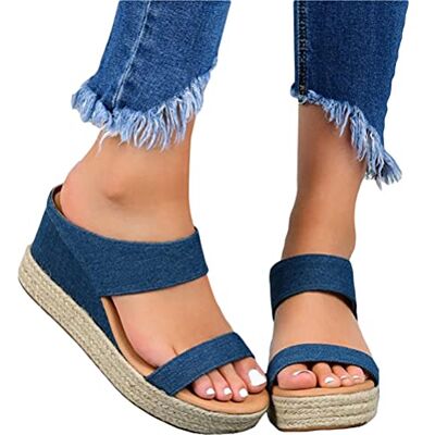 Minetom Sandale Plateforme Femme D’Ete Espadrille Pantoufles Compensées Bout Ouvert Pantoufles Plage Wedges Platform Slipper Bohemia Beach Sandals - Publicité Minetom Sandale Plateforme Femme D’Ete Espadrille Pantoufles Compensées Bout Ouvert Pantoufles Plage Wedges Platform Slipper Bohemia Beach Sandals - Publicité