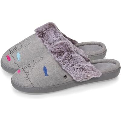 Isotoner Chaussons pantoufles Mules femme ultra confortables et légers, mousse à mémoire de forme, 38, gris chiné - Publicité Isotoner Chaussons pantoufles Mules femme ultra confortables et légers, mousse à mémoire de forme, 38, gris chiné - Publicité