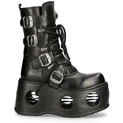 New Rock Bottes 373-S2 Plateforme Unisexe Cuir Noir Métallisé Goth Neptuno Space 10 - Publicité New Rock Bottes 373-S2 Plateforme Unisexe Cuir Noir Métallisé Goth Neptuno Space 10 - Publicité