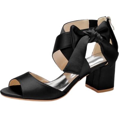 SHUTUP.DANCE Sandales à talons carrés pour femme 6 cm Bout ouvert Chaussures de mariage, fête, mariée Nœud, Noir , 38.5 EU - Publicité SHUTUP.DANCE Sandales à talons carrés pour femme 6 cm Bout ouvert Chaussures de mariage, fête, mariée Nœud, Noir , 38.5 EU - Publicité