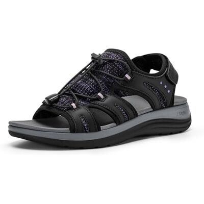 FitVille Sandales Larges pour Femme Été Respirantes Confortables Sandales Outdoor avec Système de Lacets Élastiques et Scratch Noir 42.5 EU Large - Publicité FitVille Sandales Larges pour Femme Été Respirantes Confortables Sandales Outdoor avec Système de Lacets Élastiques et Scratch Noir 42.5 EU Large - Publicité