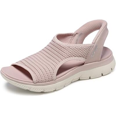 Skechers Summits Sweetly Evolved Sandales à enfiler mains libres avec bande en H pour femme, rose poudré, 6.5 - Publicité Skechers Summits Sweetly Evolved Sandales à enfiler mains libres avec bande en H pour femme, rose poudré, 6.5 - Publicité