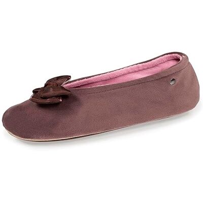 Isotoner Chaussons pantoufles Ballerines femme détail nœud précieux, 38, taupe - Publicité Isotoner Chaussons pantoufles Ballerines femme détail nœud précieux, 38, taupe - Publicité