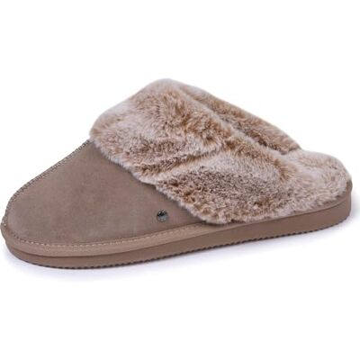 Isotoner Chaussons pantoufles mules femme cuir fourré chaud, 40, beige - Publicité Isotoner Chaussons pantoufles mules femme cuir fourré chaud, 40, beige - Publicité