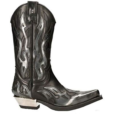 New Rock 7921 S3 Bottes Western Cowboy Zip Homme Noir Argent Flame 40 - Publicité New Rock 7921 S3 Bottes Western Cowboy Zip Homme Noir Argent Flame 40 - Publicité