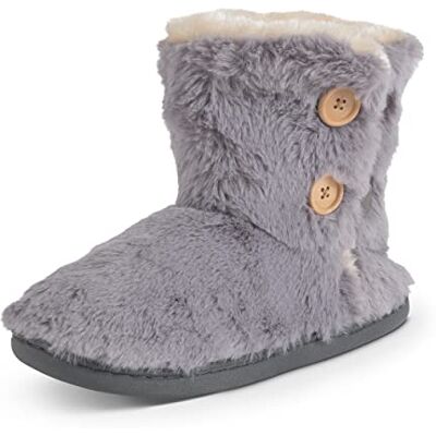 Polar Pantoufles en mousse à mémoire de forme tricotée avec bouton en fausse fourrure et semelle en caoutchouc pour femme, Fourrure grise, 39 EU - Publicité Polar Pantoufles en mousse à mémoire de forme tricotée avec bouton en fausse fourrure et semelle en caoutchouc pour femme, Fourrure grise, 39 EU - Publicité