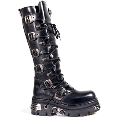 new rock Bottes hautes cuir noir fermeture éclair 272 style punk emo gothique boucle métallique - Publicité new rock Bottes hautes cuir noir fermeture éclair 272 style punk emo gothique boucle métallique - Publicité