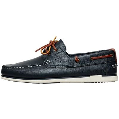 CASUAL Chaussures bateau en cuir véritable pour homme Mocassins plats avec lacets en cuir en bleu foncé et marron 2 Eye Boat Shoes, bleu foncé, 40 EU Étroit - Publicité CASUAL Chaussures bateau en cuir véritable pour homme Mocassins plats avec lacets en cuir en bleu foncé et marron 2 Eye Boat Shoes, bleu foncé, 40 EU Étroit - Publicité