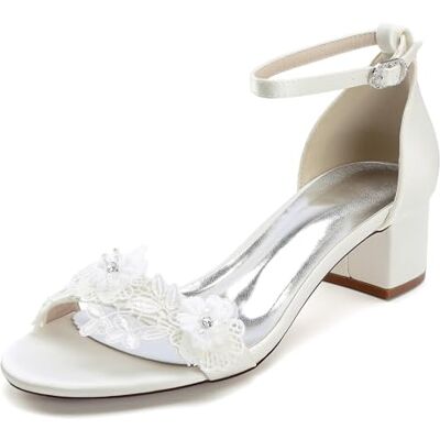 TNMIUH Sandales de Mariage Élégantes, Satin Blanc, Talon Bloc Bas 4.5cm, Dentelle Florale, Bride Cheville, Escarpins de Mariée Ivoire pour Femme,Ivoire,39 EU - Publicité TNMIUH Sandales de Mariage Élégantes, Satin Blanc, Talon Bloc Bas 4.5cm, Dentelle Florale, Bride Cheville, Escarpins de Mariée Ivoire pour Femme,Ivoire,39 EU - Publicité