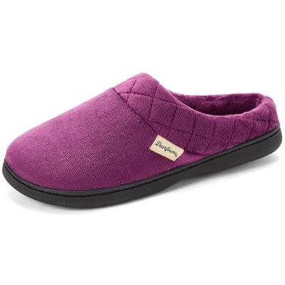 Dearfoams Femme Indoor/Outdoor Memory Foam Darcy Microfiber Velour Clog, Wide Widths Chausson, Aubergine, Large - Publicité Dearfoams Femme Indoor/Outdoor Memory Foam Darcy Microfiber Velour Clog, Wide Widths Chausson, Aubergine, Large - Publicité