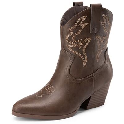 DREAM PAIRS Bottes Femme Western Courtes à Talon Bloc Bas Bout Pointu Bottines Cowboy Cowgirl Brodées Mode pour Automne Hiver,Size 41.5,Brun,DWUMAB2504 - Publicité DREAM PAIRS Bottes Femme Western Courtes à Talon Bloc Bas Bout Pointu Bottines Cowboy Cowgirl Brodées Mode pour Automne Hiver,Size 41.5,Brun,DWUMAB2504 - Publicité