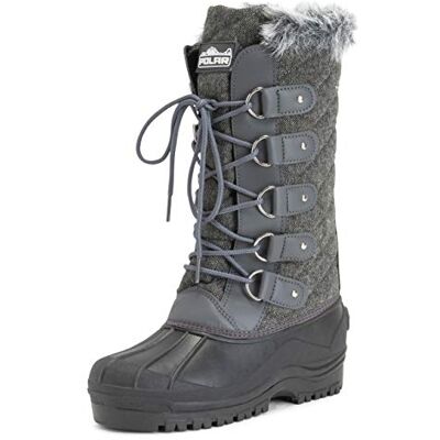 Polar Femmes Tall Matelassé Fourrure Doublée Neige Tactique Imperméable Hauteur Du Genou En Marchant Bottes Gris Textile UK7/EU40 YC0362 - Publicité Polar Femmes Tall Matelassé Fourrure Doublée Neige Tactique Imperméable Hauteur Du Genou En Marchant Bottes Gris Textile UK7/EU40 YC0362 - Publicité