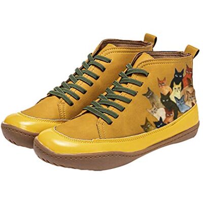 Minetom Bottines Femme Plat Bottines À Lacets Chaussures Impression De Chat Fille pour Randonnée Chaussures De Sport B Jaune 39 EU - Publicité Minetom Bottines Femme Plat Bottines À Lacets Chaussures Impression De Chat Fille pour Randonnée Chaussures De Sport B Jaune 39 EU - Publicité