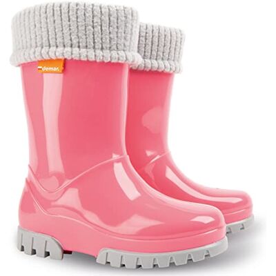 Demar Bottes de pluie en caoutchouc pour enfants de 2 à 10 ans avec doublure chaude, Rose Twister, 26 EU - Publicité Demar Bottes de pluie en caoutchouc pour enfants de 2 à 10 ans avec doublure chaude, Rose Twister, 26 EU - Publicité