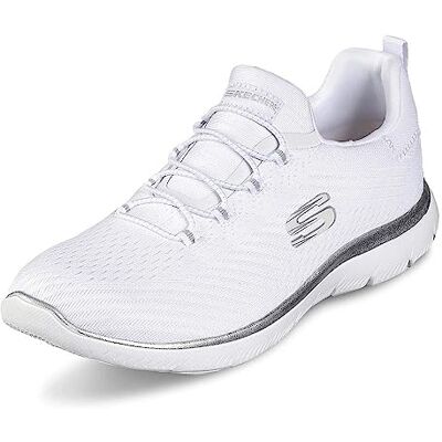 Skechers Femme Summits Fast Attraction Espadrilles, White Mesh/Silver Trim, 36.5 EU - Publicité Skechers Femme Summits Fast Attraction Espadrilles, White Mesh/Silver Trim, 36.5 EU - Publicité