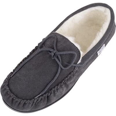 SNUGRUGS Lambswool Suede With Rubber Sole, Chaussons homme, Gris (Foncé), 42 EU - Publicité SNUGRUGS Lambswool Suede With Rubber Sole, Chaussons homme, Gris (Foncé), 42 EU - Publicité