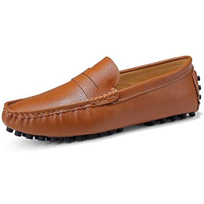 LZQpearl Hommes Mocassins, Chaussures Décontractées en Cuir De Vachette De Première Couche, Chaussures De Conduite à Enfiler, Pantoufles pour Pont De Bateau pour Adultes Et Adolescents (Brown,48) - Publicité LZQpearl Hommes Mocassins, Chaussures Décontractées en Cuir De Vachette De Première Couche, Chaussures De Conduite à Enfiler, Pantoufles pour Pont De Bateau pour Adultes Et Adolescents (Brown,48) - Publicité