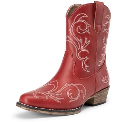 DREAM PAIRS Bottes Femme Western Courtes, Bottines Cowboy Cowgirl avec Broderie, Bout Carré, Talon Large, Mode à Fermeture Éclair,Size 37,Rouge,DWUMAB2511 - Publicité DREAM PAIRS Bottes Femme Western Courtes, Bottines Cowboy Cowgirl avec Broderie, Bout Carré, Talon Large, Mode à Fermeture Éclair,Size 37,Rouge,DWUMAB2511 - Publicité
