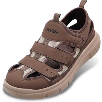FitVille Sandales Homme Extra Large Chausssures de Marche Confortables et Respirantes Semelle Intérieure avec Soutien de la Voûte Plantaire Marron 42.5 EU Large - Publicité FitVille Sandales Homme Extra Large Chausssures de Marche Confortables et Respirantes Semelle Intérieure avec Soutien de la Voûte Plantaire Marron 42.5 EU Large - Publicité