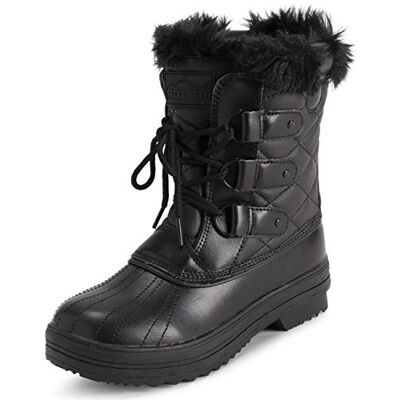 Polar Femmes Mid Rembourrée Thermique Semelle En Caoutchouc Imperméable L'hiver Neige Fausse Fourrure Bottes Noir Cuir Mono UK4/EU37 YC0636 - Publicité Polar Femmes Mid Rembourrée Thermique Semelle En Caoutchouc Imperméable L'hiver Neige Fausse Fourrure Bottes Noir Cuir Mono UK4/EU37 YC0636 - Publicité