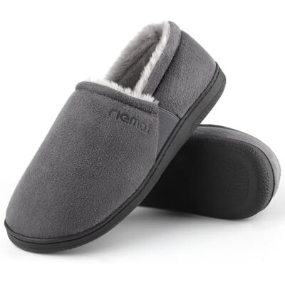 riemot Chaussons chauds en daim pour homme Doublure Sherpa Avec semelle en caoutchouc antidérapante Taille 42-47, gris, 43 EU - Publicité riemot Chaussons chauds en daim pour homme Doublure Sherpa Avec semelle en caoutchouc antidérapante Taille 42-47, gris, 43 EU - Publicité