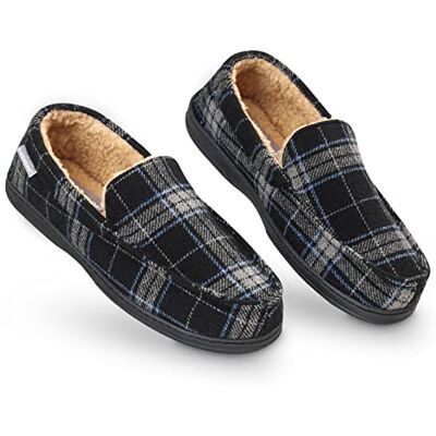 DUNLOP Chausson Homme Semelles Antidérapantes Chaussons Charentaises Hommes Mémoire de Forme Intérieur Extérieur Pantoufles Mocassins Loafers Hiver (42 EU, Noir et Gris) - Publicité DUNLOP Chausson Homme Semelles Antidérapantes Chaussons Charentaises Hommes Mémoire de Forme Intérieur Extérieur Pantoufles Mocassins Loafers Hiver (42 EU, Noir et Gris) - Publicité
