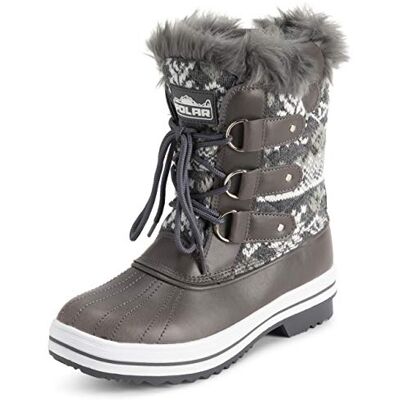 Polar Femmes Mid Rembourrée Thermique Semelle En Caoutchouc Imperméable L'hiver Neige Fausse Fourrure Bottes Gris Carde UK4/EU37 YC0634 - Publicité Polar Femmes Mid Rembourrée Thermique Semelle En Caoutchouc Imperméable L'hiver Neige Fausse Fourrure Bottes Gris Carde UK4/EU37 YC0634 - Publicité