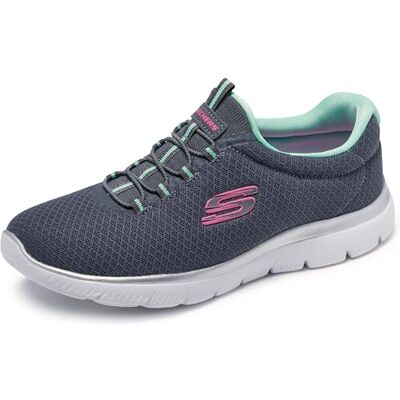Skechers Femme Summits 12980 Espadrilles, Charcoal Mesh/ Green & Pink Trim, 39.5 EU - Publicité Skechers Femme Summits 12980 Espadrilles, Charcoal Mesh/ Green & Pink Trim, 39.5 EU - Publicité