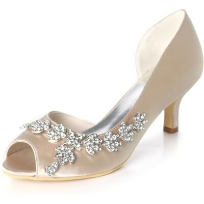 DANOBAB Femmes Chaussures De Mariage Bout Rond Glisser sur Sandales Talons Hauts Sexy Strass Pompes Fête De Mariée Travail Robe Chaussures,Champagne,41 - Publicité DANOBAB Femmes Chaussures De Mariage Bout Rond Glisser sur Sandales Talons Hauts Sexy Strass Pompes Fête De Mariée Travail Robe Chaussures,Champagne,41 - Publicité