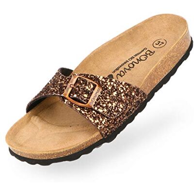 BOnova Mules Tenerife pour femme, en 10 couleurs, une bride tendance avec semelle en liège – Sandales confortables pour se sentir bien – Fabriquées dans l'UE, Bronze pailleté, 40 EU - Publicité BOnova Mules Tenerife pour femme, en 10 couleurs, une bride tendance avec semelle en liège – Sandales confortables pour se sentir bien – Fabriquées dans l'UE, Bronze pailleté, 40 EU - Publicité