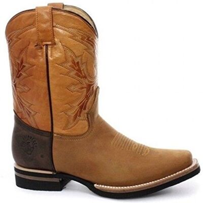Grinders Bottes de Cowboy Mi Mollet en Cuir Brun Clair El Paso 45 - Publicité Grinders Bottes de Cowboy Mi Mollet en Cuir Brun Clair El Paso 45 - Publicité