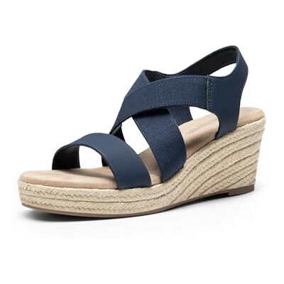DREAM PAIRS Espadrilles habillées à bout ouvert pour femme Sandales compensées à enfiler avec sangle de cheville élastique, Nubuck bleu marine, 40.5 EU - Publicité DREAM PAIRS Espadrilles habillées à bout ouvert pour femme Sandales compensées à enfiler avec sangle de cheville élastique, Nubuck bleu marine, 40.5 EU - Publicité
