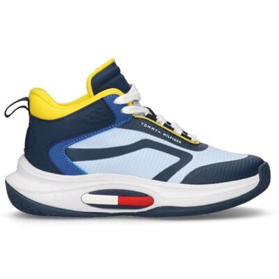 Tommy Hilfiger Baskets Hautes avec Lacets, Scoot, Bleu/Bleu Clair/Jaune, 39 - Publicité Tommy Hilfiger Baskets Hautes avec Lacets, Scoot, Bleu/Bleu Clair/Jaune, 39 - Publicité