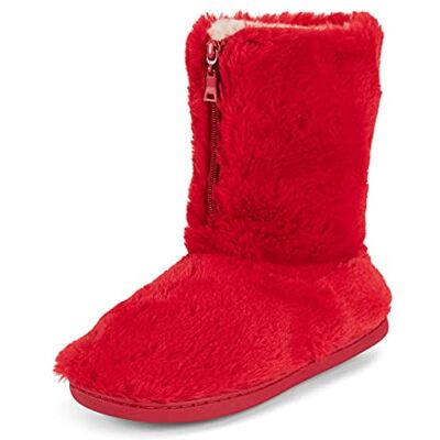 Polar Mousse à mémoire de forme zippée en fausse fourrure recouverte de semelle en caoutchouc intérieur extérieur confortable chaussons de luxe de luxe de femme Rouge 37 - Publicité Polar Mousse à mémoire de forme zippée en fausse fourrure recouverte de semelle en caoutchouc intérieur extérieur confortable chaussons de luxe de luxe de femme Rouge 37 - Publicité