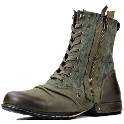 COWSDELLA Bottes pour Hommes Camouflage Vert en Cuir de Mollets avec semelle de Motard Bottines 5008-8-H, US9(EU42) - Publicité COWSDELLA Bottes pour Hommes Camouflage Vert en Cuir de Mollets avec semelle de Motard Bottines 5008-8-H, US9(EU42) - Publicité