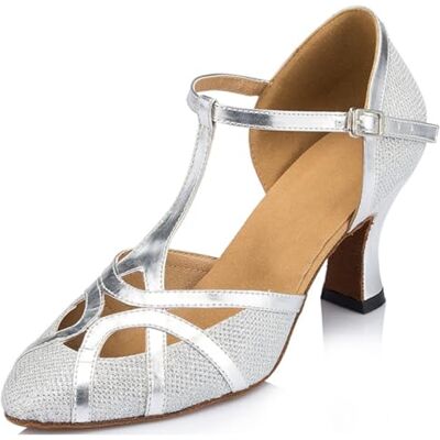 MINITOO Femme Danse Chaussure Ferme Cabaret Fete Soiree Escarpins et Talons Bas L2045 Argent 7cm Talon EU 38 - Publicité MINITOO Femme Danse Chaussure Ferme Cabaret Fete Soiree Escarpins et Talons Bas L2045 Argent 7cm Talon EU 38 - Publicité