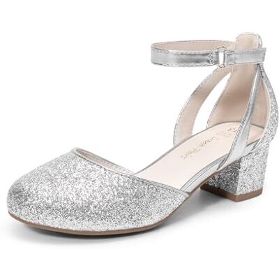 DREAM PAIRS Ballerines Filles à Talon Bloc Mary Jane Chaussures de Princesse Confortables pour Fête Soirée,Size 31,Argent,KKUMPU2501 - Publicité DREAM PAIRS Ballerines Filles à Talon Bloc Mary Jane Chaussures de Princesse Confortables pour Fête Soirée,Size 31,Argent,KKUMPU2501 - Publicité