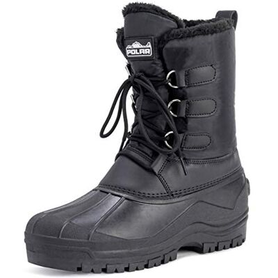 Polar Hommes Boue Lacer Court Nylon Hiver Neige Pluie Lacer Canard Bottes BLK41 AYC0141 - Publicité Polar Hommes Boue Lacer Court Nylon Hiver Neige Pluie Lacer Canard Bottes BLK41 AYC0141 - Publicité