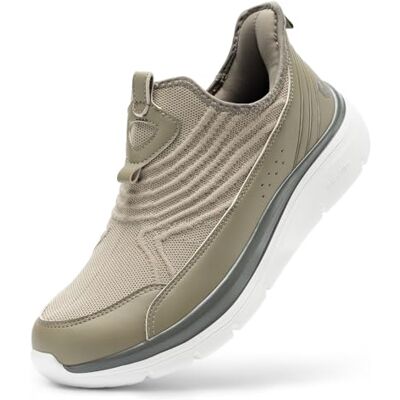 FitVille Extra Larges Chaussures de Marche pour Hommes Slip on Baskets Confortables et Respirantes sans Lacets Brun Clair 40 EU Large - Publicité FitVille Extra Larges Chaussures de Marche pour Hommes Slip on Baskets Confortables et Respirantes sans Lacets Brun Clair 40 EU Large - Publicité