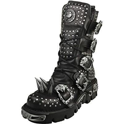 New Rock Black Men Boots Metallic Collection Heavy Punk Spikes M.1535-S1 (numeric_44) - Publicité New Rock Black Men Boots Metallic Collection Heavy Punk Spikes M.1535-S1 (numeric_44) - Publicité