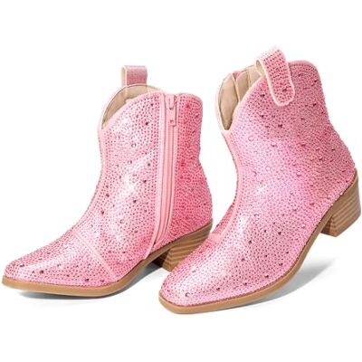 DREAM PAIRS Bottines à talon bas pour fille Cowgirl Cowboy Strass, rose, 37 EU - Publicité DREAM PAIRS Bottines à talon bas pour fille Cowgirl Cowboy Strass, rose, 37 EU - Publicité