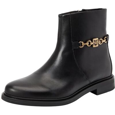 Tommy Hilfiger Bottes Femme Chain Low Bootie en Cuir, Noir (Black), 36 - Publicité Tommy Hilfiger Bottes Femme Chain Low Bootie en Cuir, Noir (Black), 36 - Publicité