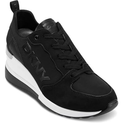 DKNY Femme Cait-Wedge Sneakers Basket, Noir, 39 EU - Publicité DKNY Femme Cait-Wedge Sneakers Basket, Noir, 39 EU - Publicité