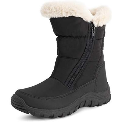 Polar Femmes Mousse A Mémoire Ouverture Double Fermeture Eclair Nylon Imperméable Fausse Fourrure Doublée L'hiver Bottes De Neige Noir/Beige UK8/EU41 YC0662 - Publicité Polar Femmes Mousse A Mémoire Ouverture Double Fermeture Eclair Nylon Imperméable Fausse Fourrure Doublée L'hiver Bottes De Neige Noir/Beige UK8/EU41 YC0662 - Publicité